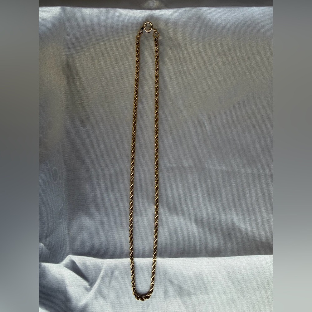 1970s vintage 16in 14k sold gold rope chain